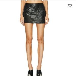 ACNE STUDIOS Low Rise Paneled 100% Leather Miniskirt In 900 Black